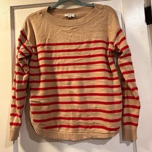 LOFT Red and Tan Striped Sweater